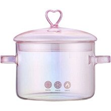 Glass Instant Noodle Bowl,Glass Cooking Pot Retro Soup Pot Household Stew Pot Double-Handle Cooking Pot