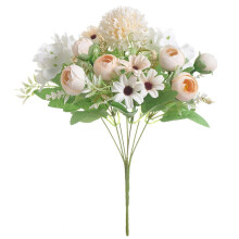 Künstlicher Blumenstrauß, realistische Seidenrosen und Gänseblümchen, perfekt für Heimdekoration, Hochzeiten und besondere Anlässe