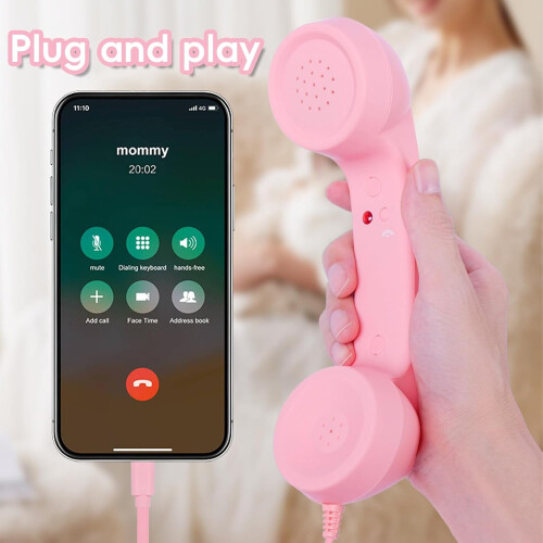 Type-C Retro Phone Handset, for compatible with iPhone & Android, Retro/Wired with Microphone, Receiver for Cell Mobile Video Conferences 2