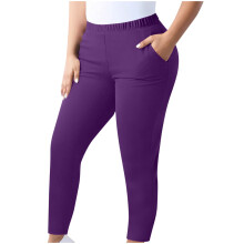 Purple Women's Plus Size Pants with Pockets Elastic Waist