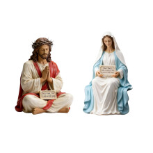 Bis zu 70 % Rabatt! Handbemaltes Osterfiguren-Set mit Jesus und Maria (2-teilig), spirituelle Innendekoration, geeignet als religiöses Geschenk.