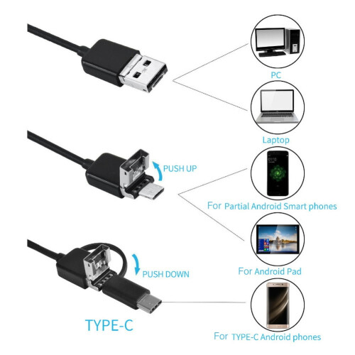 1/2/5m Micro USB Type-C Waterproof Endoscope Inspection Camera for Android Phone 2