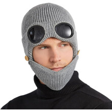 Unisex Winter Ski Beanie Hat with Face Mask & Ear Cover, Warm Goggles Aviator Hat for Outdoor Sports