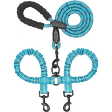 Dual Dog Leash - 360 Swivel, No Tangle Walking Leash with Shock Absorbing Bungee for Two Dogs