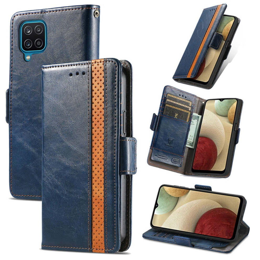 Samsung Galaxy A12 Leather Wallet Case Blue 971050690834
