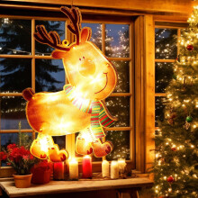 Christmas Window Hanging Lights, LED Stickers, Battery Powered – Compatible with Home & Shop Décor