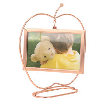 Rose Gold Metal Tabletop Display Frames with Glossy Surface and Rotating Feature, Modern Home Decor Frames for Living Room Bedroom or Shop