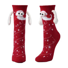 asdoklhq Christmas Socks for Women Fall and Winter Socks Hand In Hand Magnetic Christmas Socks Long Socks Sweat-absorbing Sports Socks Red Free Size