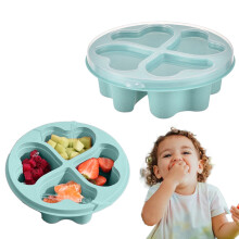 Boîte à goûter en forme de cœur avec couvercle, boîte à lunch Bento empilable, rangement alimentaire en plastique à 4 compartiments pour le
