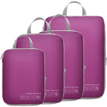 Compression Packing Cubes for Travel Women - Travel Bags Luggage Organizers Travel Essentials Compression Cubes for Travel Carry on Suitcases, Purple