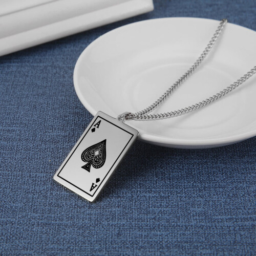 Κολιέ μενταγιόν Spades Card από ανοξείδωτο ατσάλι 1