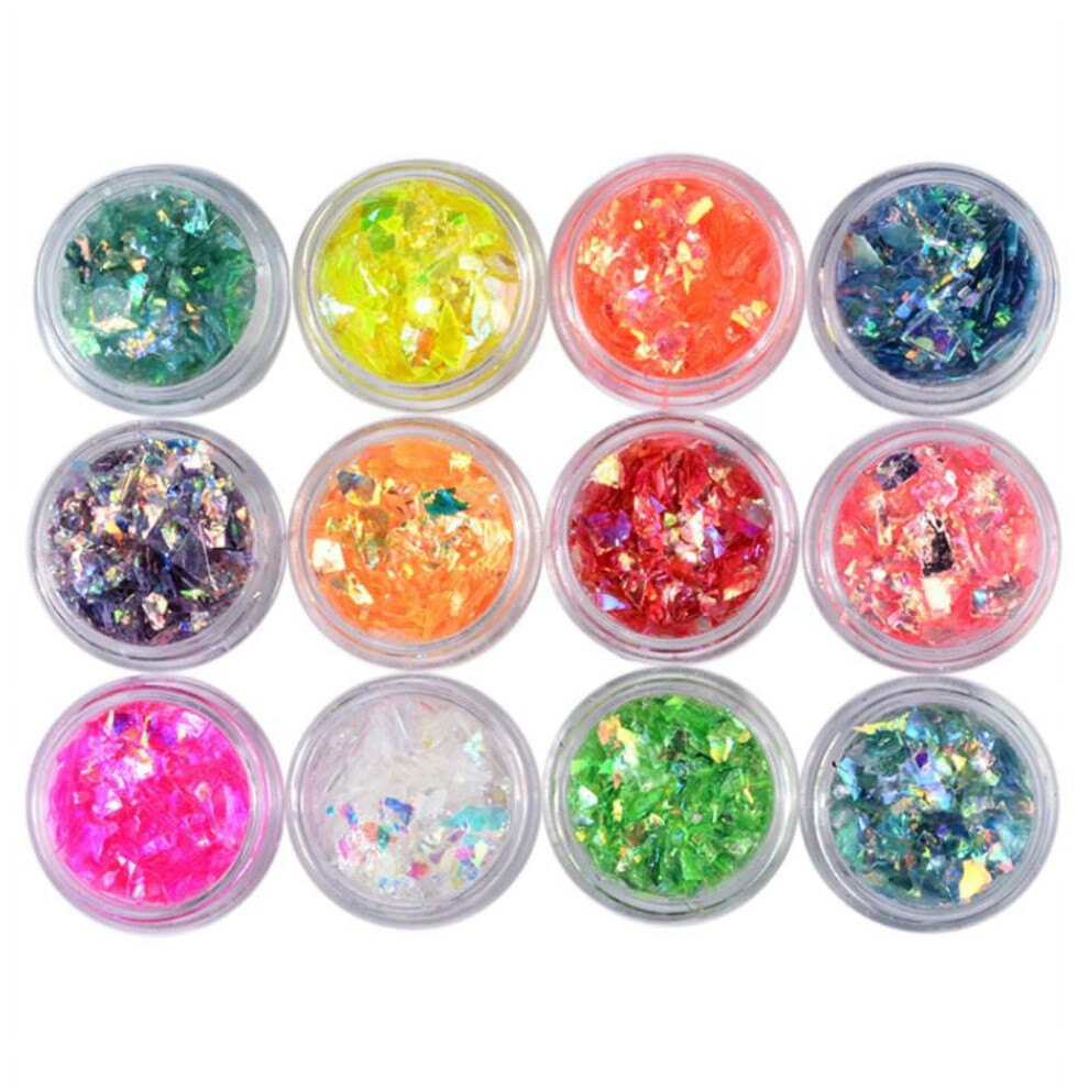 Glitter Flakes Sequins Foil Flakes Manicure Glitter for Epoxy Filling 12 Box