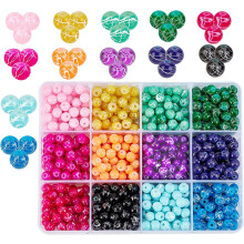 720 cuentas de vidrio redondas de 6 mm, 12 colores, pintadas al horno, para la fabricación de pulseras, collares y pendientes.