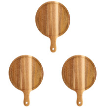 3Pièces Plateau Rond En Bois Pour Pizza Charcuterie
