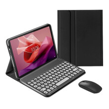 Toetsenbordhoes met muis, compatibel met Lenovo Tab P12Pro (2e generatie) 12,7" 2024 & P12 2023, afneembaar draadloos toetsenbord + PU-foliohouder