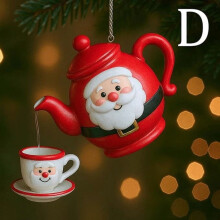 Ornement de théière de Noël - Décoration festive avec houx et baies, cadeau idéal pour les amateurs de thé