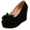 Willtoo Women's Bow Platform Wedge High Heels Ankle Strap Pumps Black 2