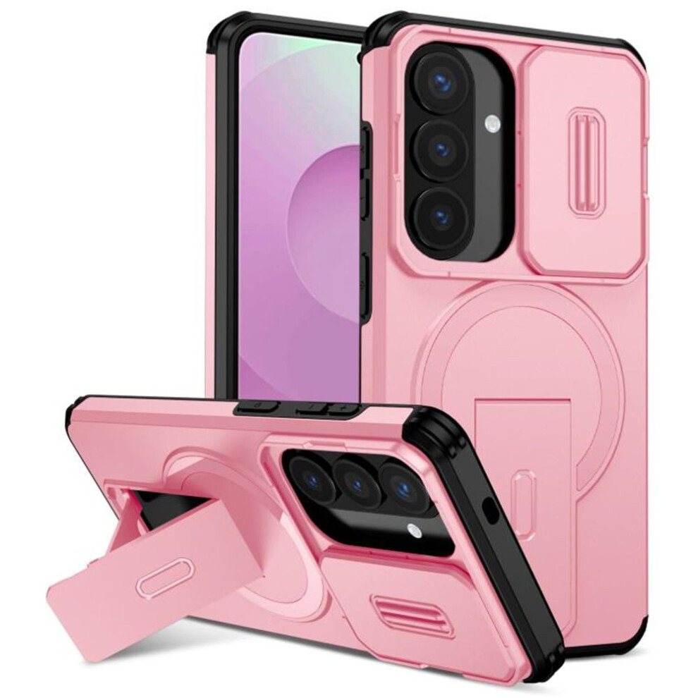 Samsung Galaxy S26+ 5G 6.7" Case – Magsafe, Invisible Fold Stand, Sliding Camera, Shockproof, Pink 9496895285034