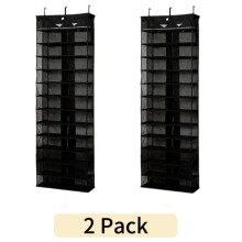 Door Hanging Shoe Rack Organizer, 26-Pocket Clear Holder, 63"x22"x6.3", 88 lbs Capacity, 3 Hooks, Compatible with Standard Doors