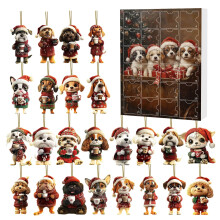 2025 Christmas Advent Calendar with 24 Pet Dog Ornaments, Tree Decor & Party Favors – Compatible with Standard Hanging Hooks