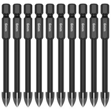 10Pcs 6mm Porcelain Tile Drill Bits – Alloy, Full-Grinding, Compatible with Electric Screwdrivers