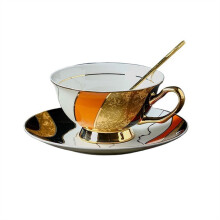 Retro Ceramic Coffee Cup Light Luxury European Exquisite Bone China Afternoon Tea Set with Spoon