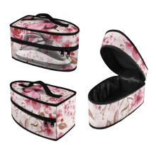 Pink Butterfly and Floral Pattern Travel Iron Storage Bag Polyester Smooth Zipper Easy Storage Cleaning Fits Traveling Outing, Case Only