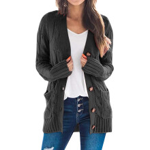 Cardigan lungo oversize da donna nero, grigio scuro XXL, adatto all'uso quotidiano