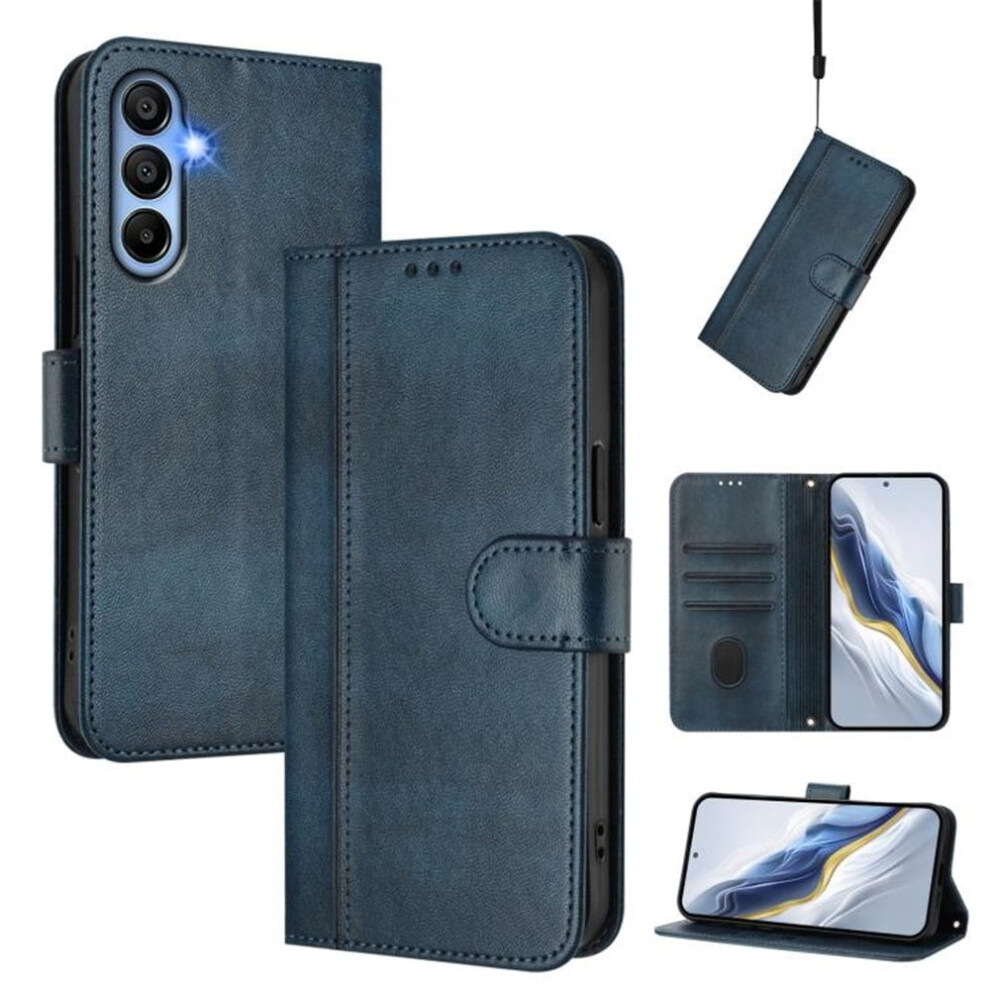 Dark Flip Leather Wallet Case With Card Holder & Wrist Strap For Samsung Galaxy A15 4G/5G Â Shockproof Tpu Cover Blue 9496895286413