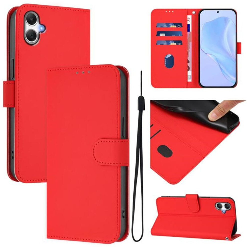 Wallet Case Compatible With Samsung Galaxy A06 4G/5G Â Pu Leather Magnetic Flip Folio With 3-Card Slot & Wrist Strap, Red 9496895286253