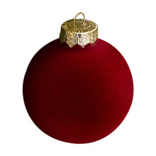 3.15" 6-Pc Flocked Christmas Ball Set – Wine Red, Coffee, Green, Milky White, Compatible with Standard Tree Hooks
