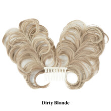 Kort, natuurlijk, steil, warrig knotje, clip-in haarstukje met zijkam voor vrouwen met veelzijdige, verstelbare stijlen en moeiteloze styling, Dirty