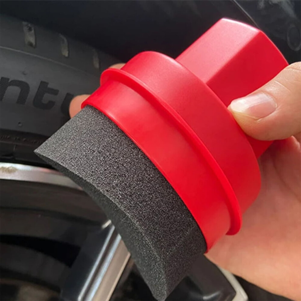 Car Tire Waxing Sponge, Car Wax Applicator Pad With Lid, Curved Shaped Easy Waxing Tire Sponge, Auto Detailing Brush, Tire Cleaning Tools Red 9450273088457