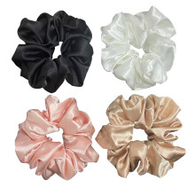 Grote satijnen scrunchies XL zijden oversized scrunchie voor dik lang haar, haarelastiekjes, jumbo voor vrouwen en meisjes (koffiekleur)