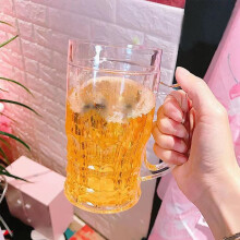 Plastic Fake Double Beer Mugs with Handles Creative Double Mezzanine Double-layer Frozen Beer Mug 450ml Large Capacity Beer Mug With Handles
