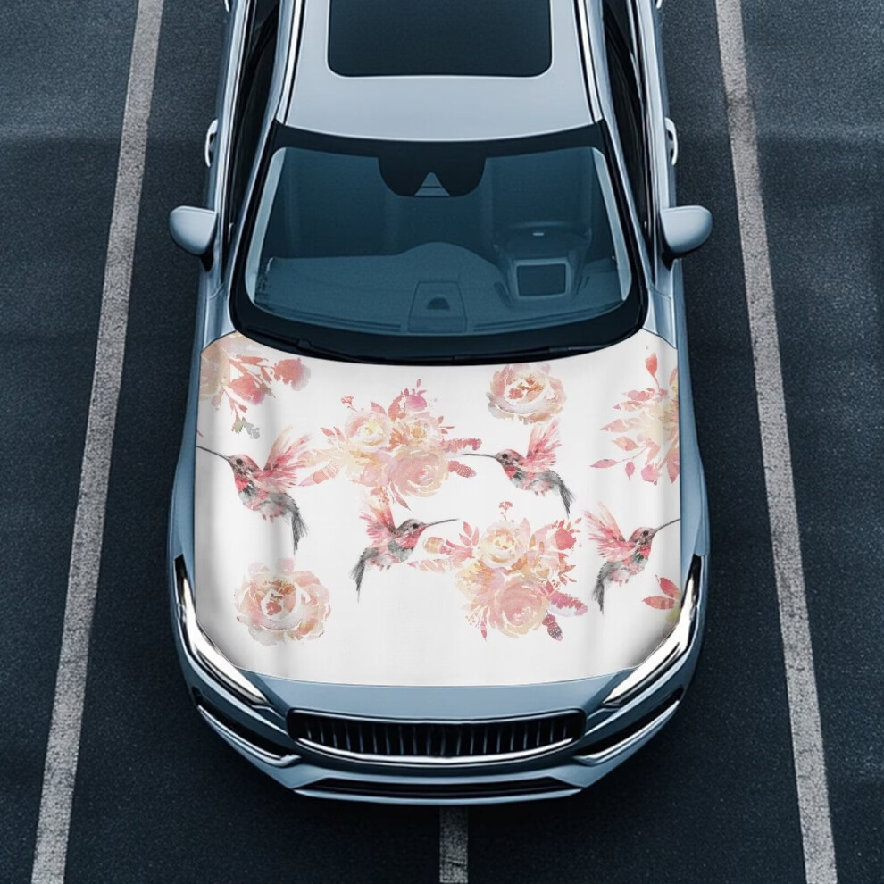 Floral Hummingbird Car Cover Â Stretchable Polyester Hood Wrap For Trucks, Cars, Suvs, Vans Â Compatible With All Vehicles 9422877484744