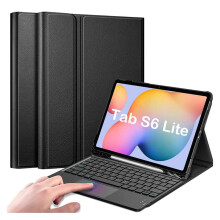XZAMB TouchPad Keyboard Case compatibel met Galaxy Tab S6Lite 10.4" SM-P610/P615, PU-lederen standaardhoes met magnetische afneembare