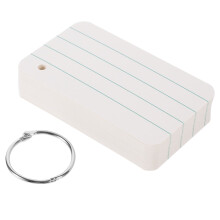 1 conjunto de cartões de anotações portáteis em branco, cartões de papel, cartões de memorização, cartões de índice.