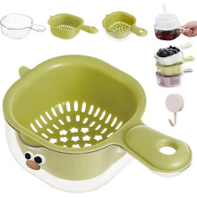 Dual-Layer Draining Basket with Handle & Secure Lock – 1/3pcs Mini Colander, Double Drain Fruit/Veggie Washing Bowl