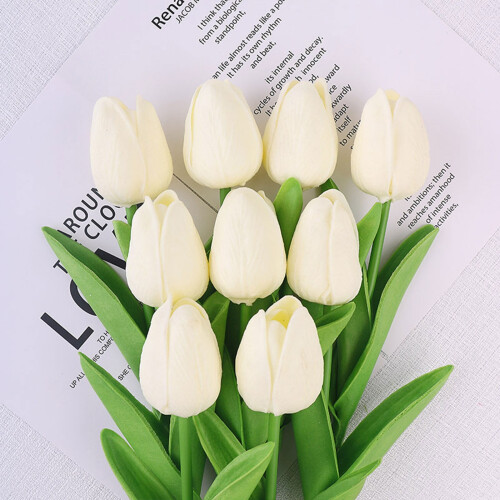 Artificial Tulip Bouquet Milky White 1 pc