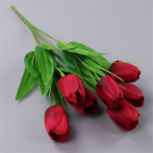 Bouquet de 7 tulipes en polyuréthane réaliste au toucher, 14,6 pouces, pour la décoration de la maison, des mariages et de la fête des mères –