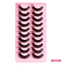 Russian Big Curl False Eyelashes 10 Pairs – Thick Natural Synthetic Lashes, Curly, Compatible with Daily Makeup & Beauty Business