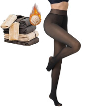 Fake Translucent Warm Fleece Pantyhose, 80g Lightweight for Spring and Autumn, Non-Fleece Version, Gray M-L