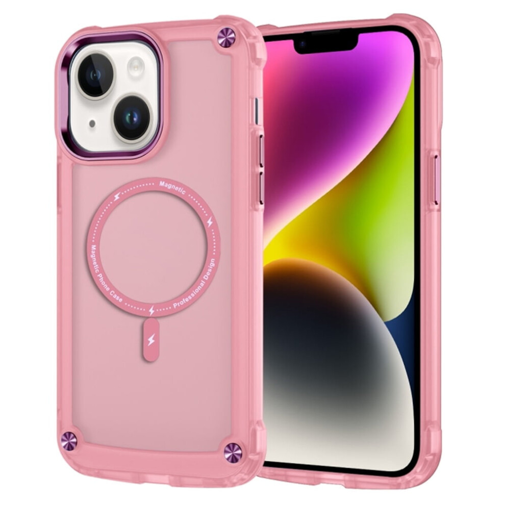 Shockproof Slim Magnetic Case For Iphone 15 6.1" Â Magsafe Compatible, Translucent Matte Cover Pink 9450273092997