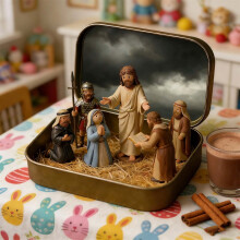 Pocket Nativity Set Tin Box 12 pcs Mini Jesus Figurines