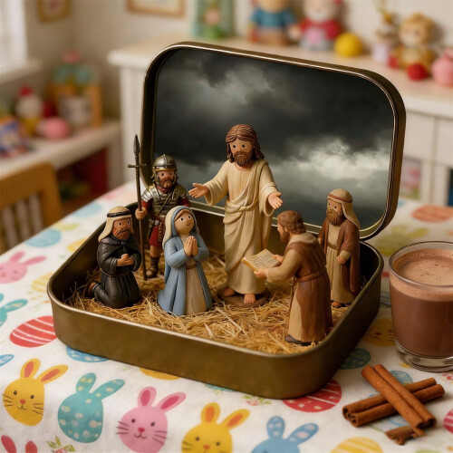 Pocket Nativity Set Tin Box 12 pcs Mini Jesus Figurines