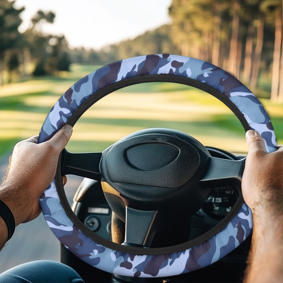 Camo Golf Cart Steering Wheel Cover Â Universal, Sweat-Absorbent, Stretchable, Compatible With Club Car Blue 9085618448711