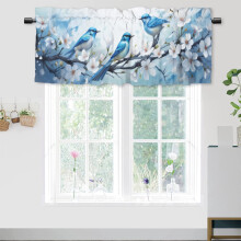 Hummingbird Valance Rod Pocket Curtain Spring Blue Floral
