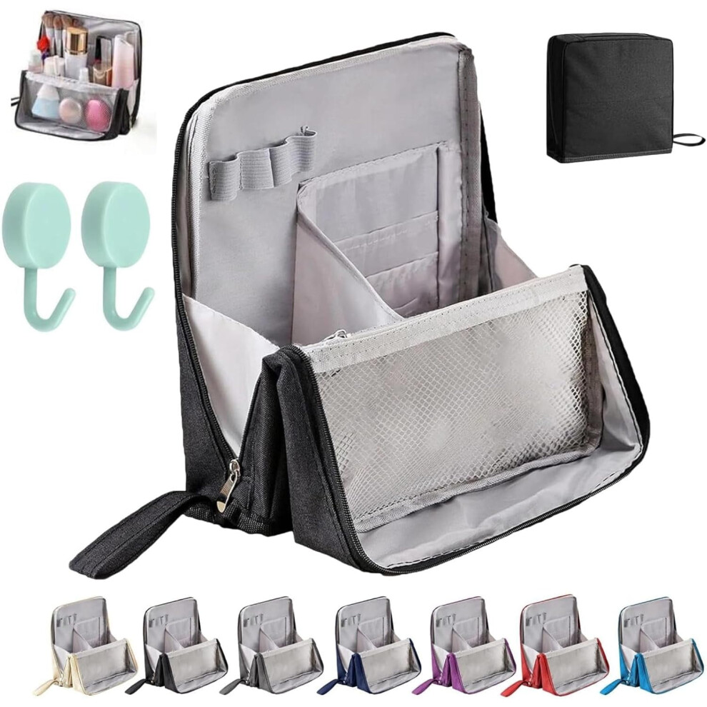 Doresty Standing Makeup Bag â Portable, Large Capacity, Multi-purpose Toiletry Bag with Compartments