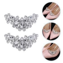 Elegant Crystal Shoe Clips with Rhinestone Flowers for DIY Use Silver alloy 1 Pair